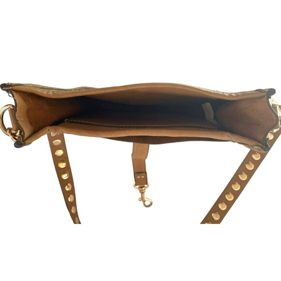 Steve Madden Vegan Leather Crossbody Bag Wylie Studded Studs Camel Tan Brown - Picture 8 of 9